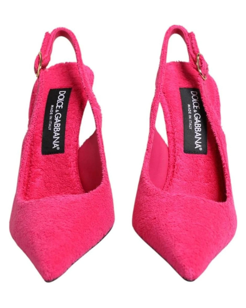 Dolce & Gabbana Pink Suede High Heels Slingback Shoes Heels