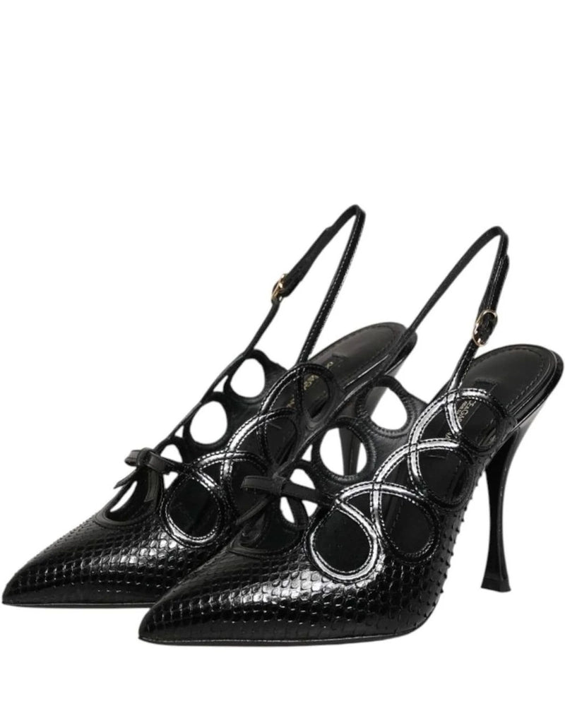 Dolce & Gabbana Leather High Heels Slingback Shoes Heels