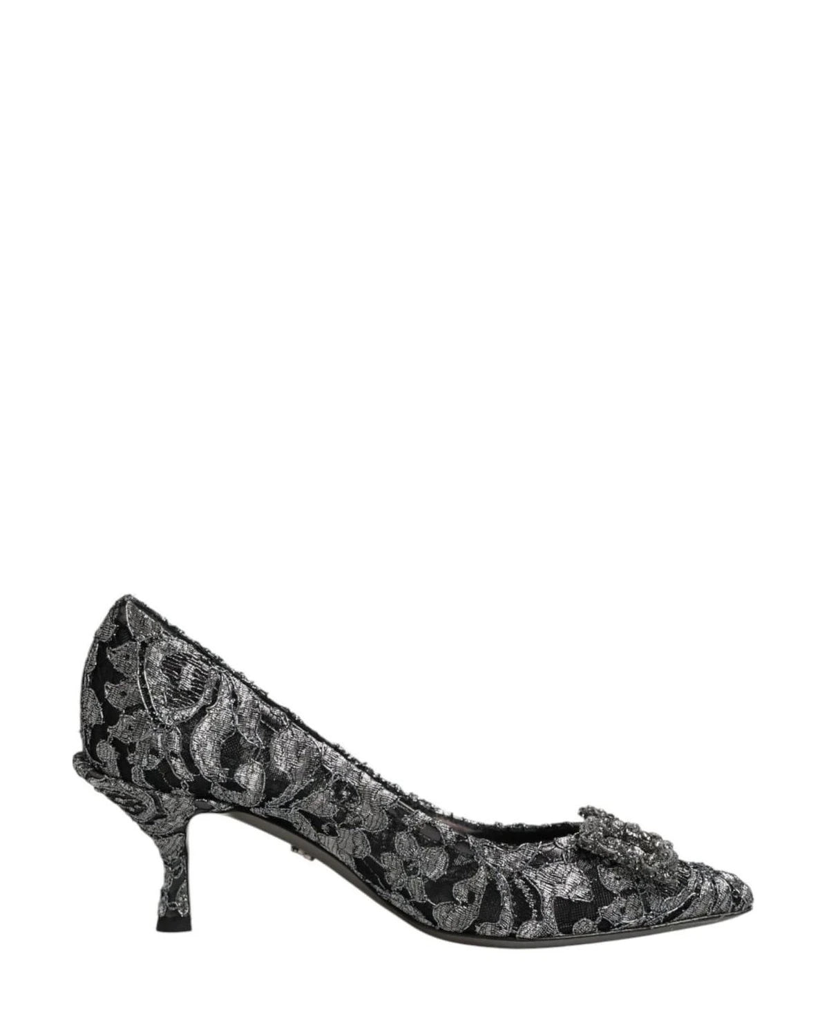 Dolce & Gabbana Silver Lace Dg Amore Heels Heels