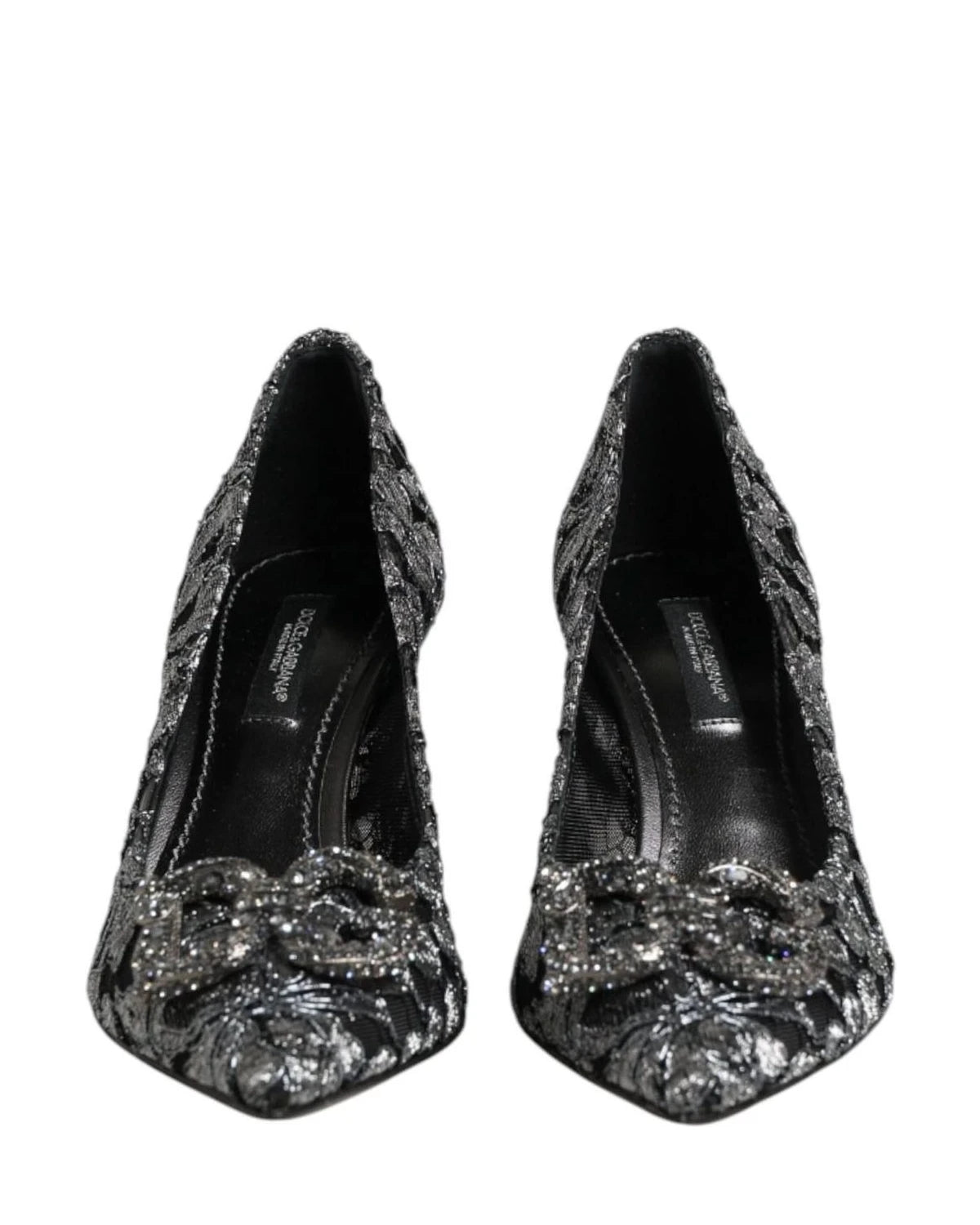 Dolce & Gabbana Silver Lace Dg Amore Heels Heels