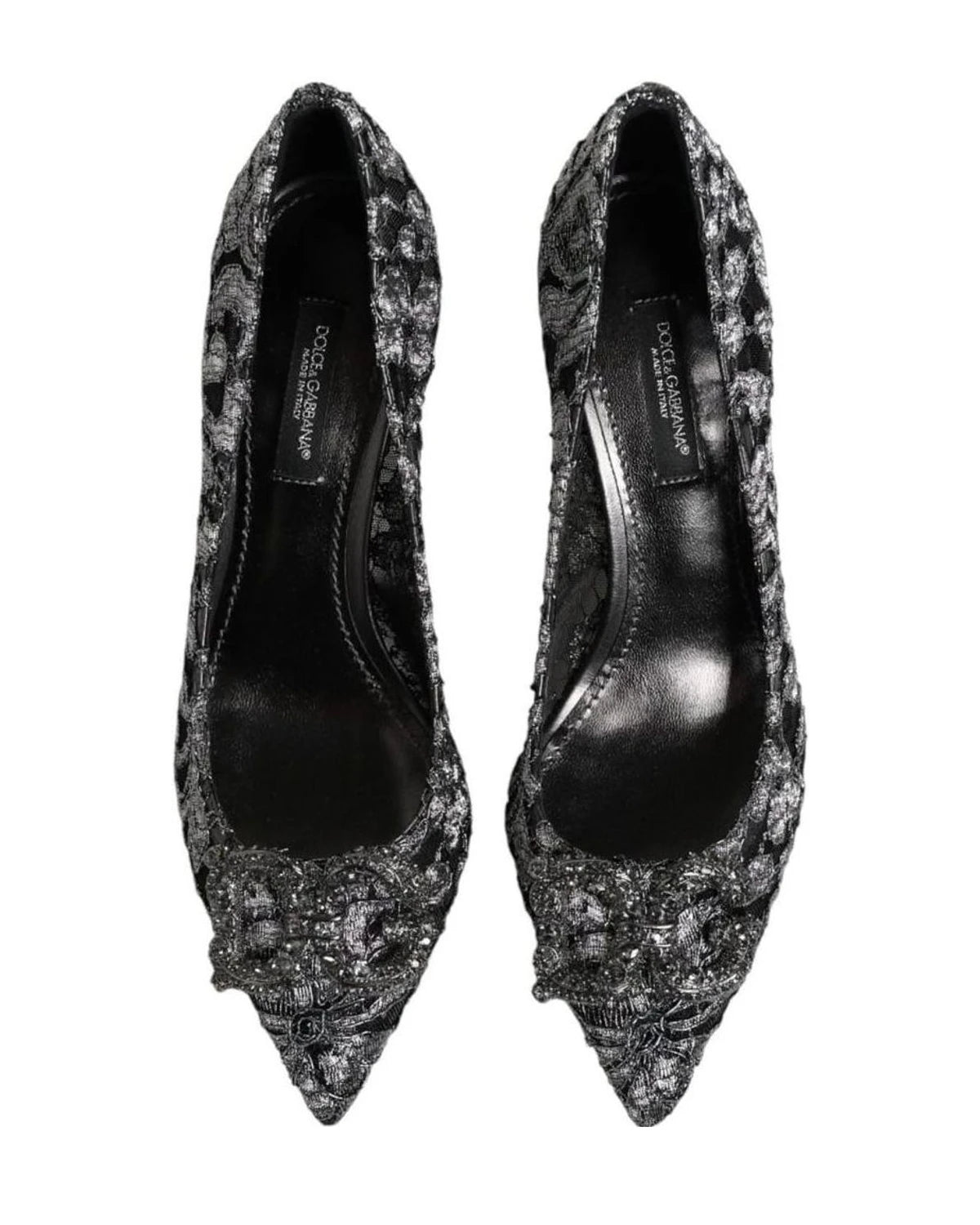 Dolce & Gabbana Silver Lace Dg Amore Heels Heels