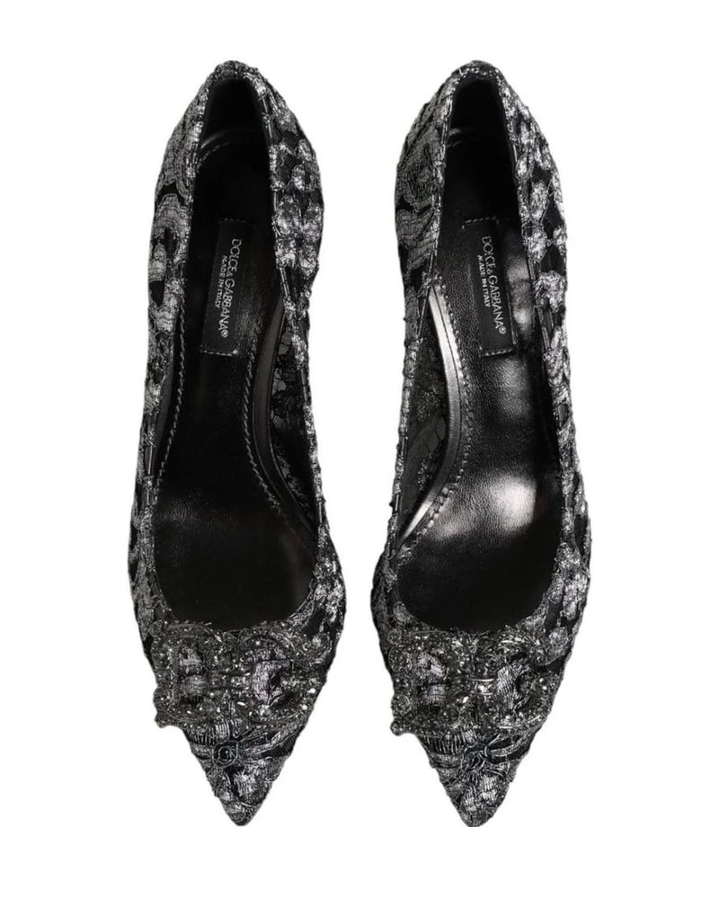 Dolce & Gabbana Silver Lace Dg Amore Heels Heels