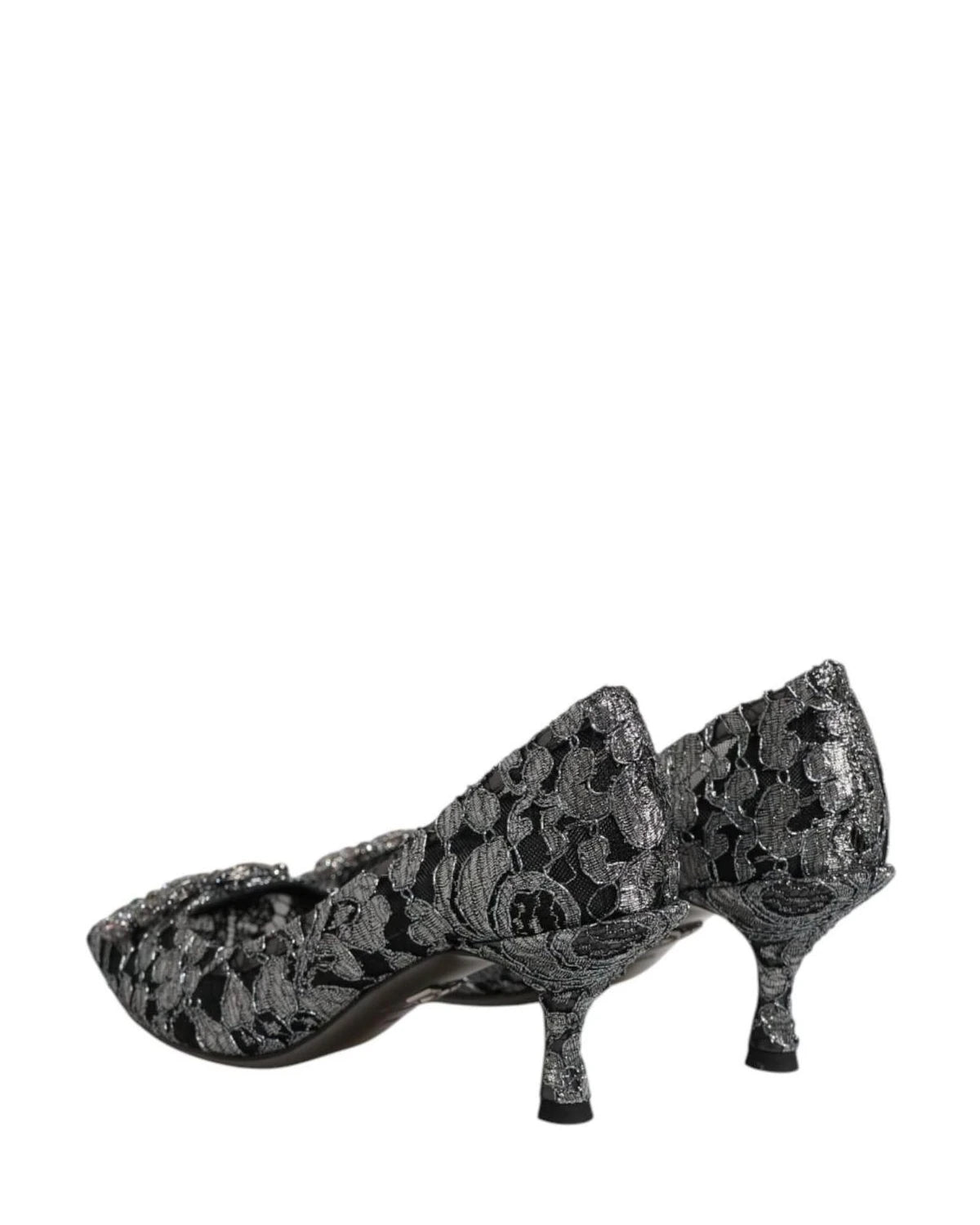 Dolce & Gabbana Silver Lace Dg Amore Heels Heels