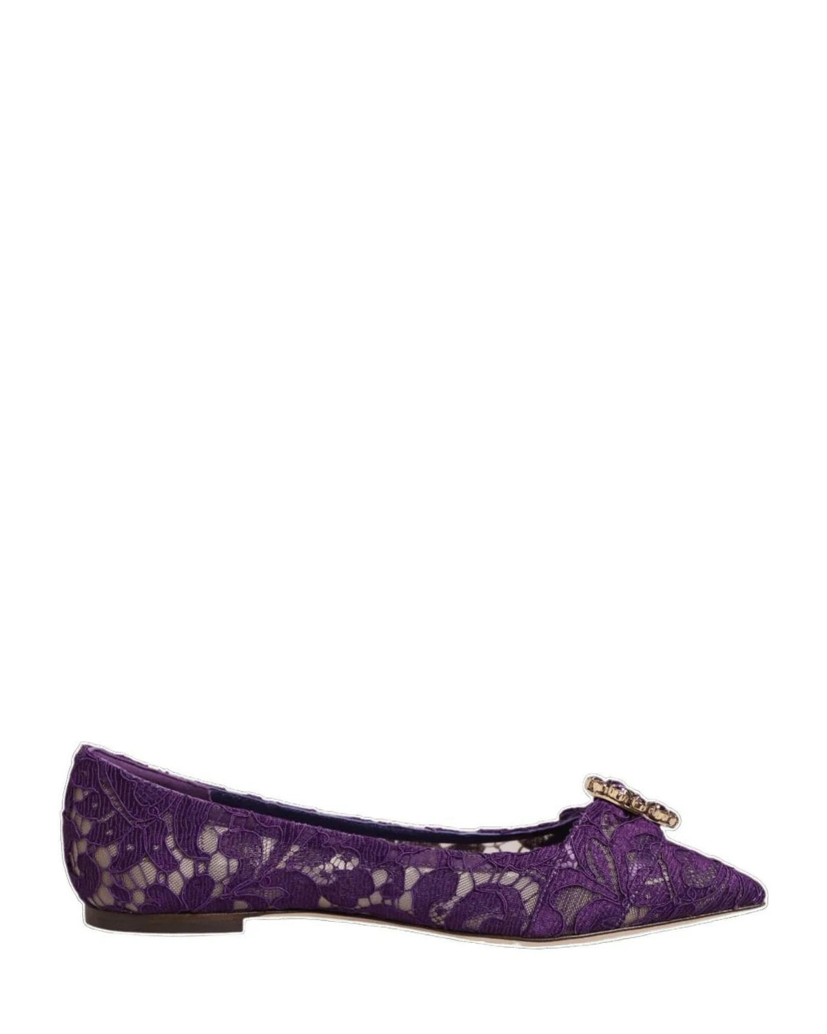Dolce & Gabbana Purple Lace Taormina Crystals Flats Shoes Glam Steals