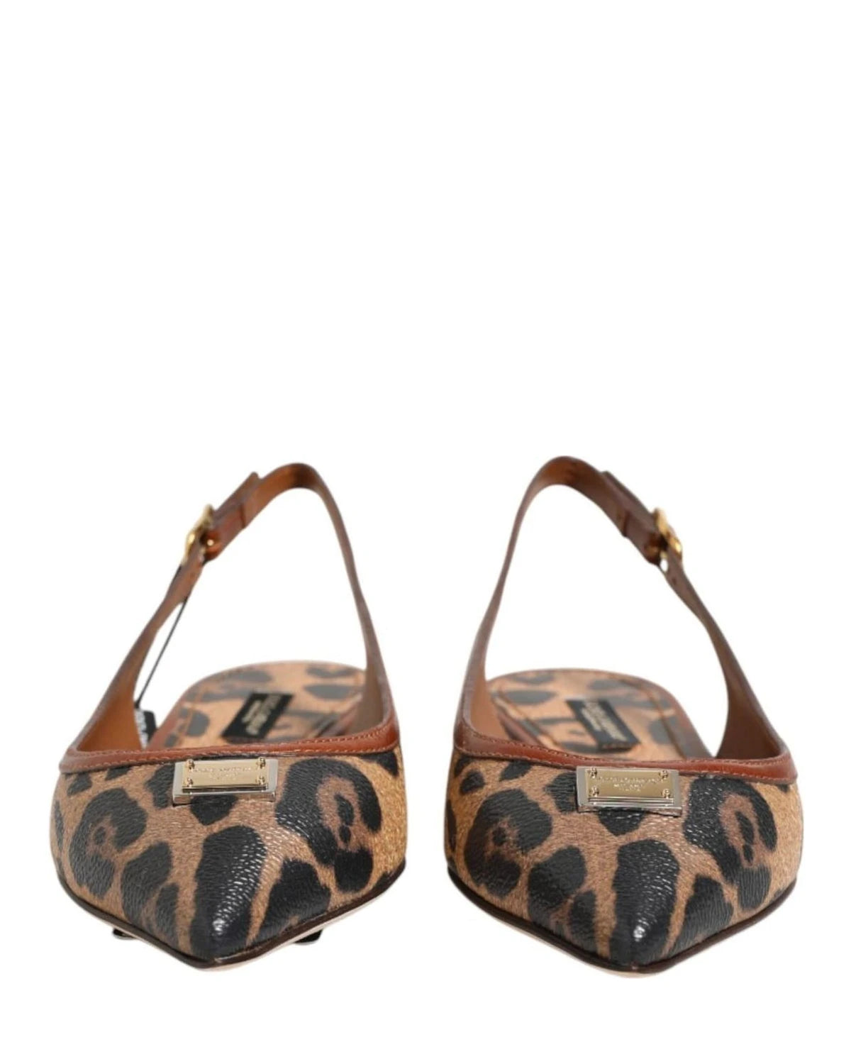 Dolce & Gabbana Brown Leopard Slingback Flats Sandals Shoes Flats