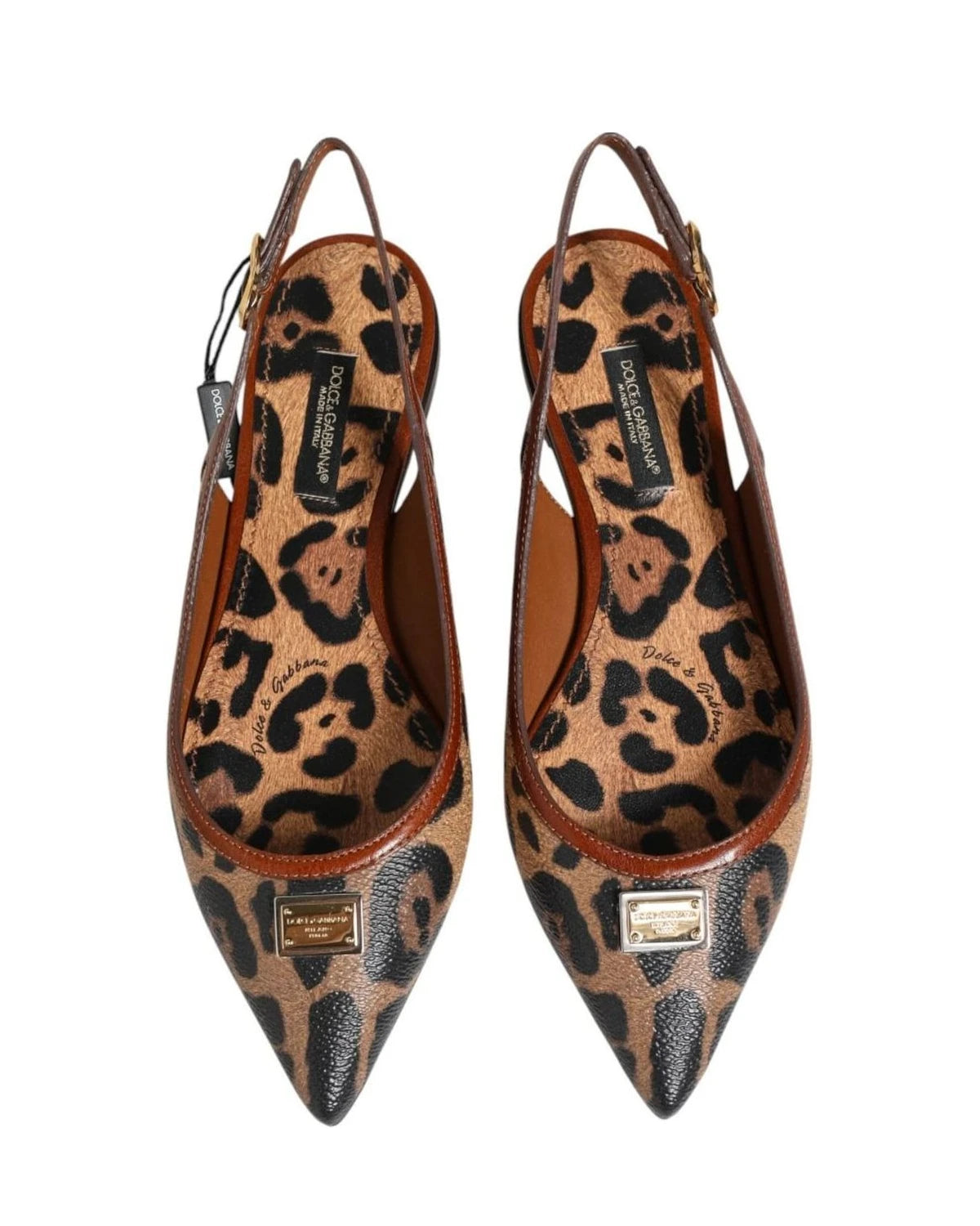 Dolce & Gabbana Brown Leopard Slingback Flats Sandals Shoes Flats