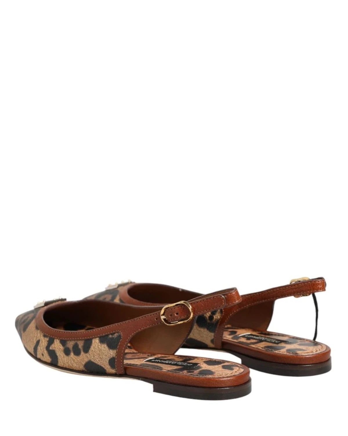 Dolce & Gabbana Brown Leopard Slingback Flats Sandals Shoes Flats