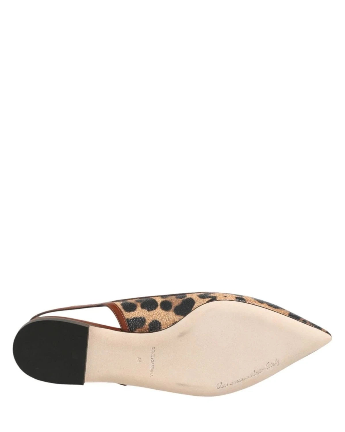 Dolce & Gabbana Brown Leopard Slingback Flats Sandals Shoes Flats