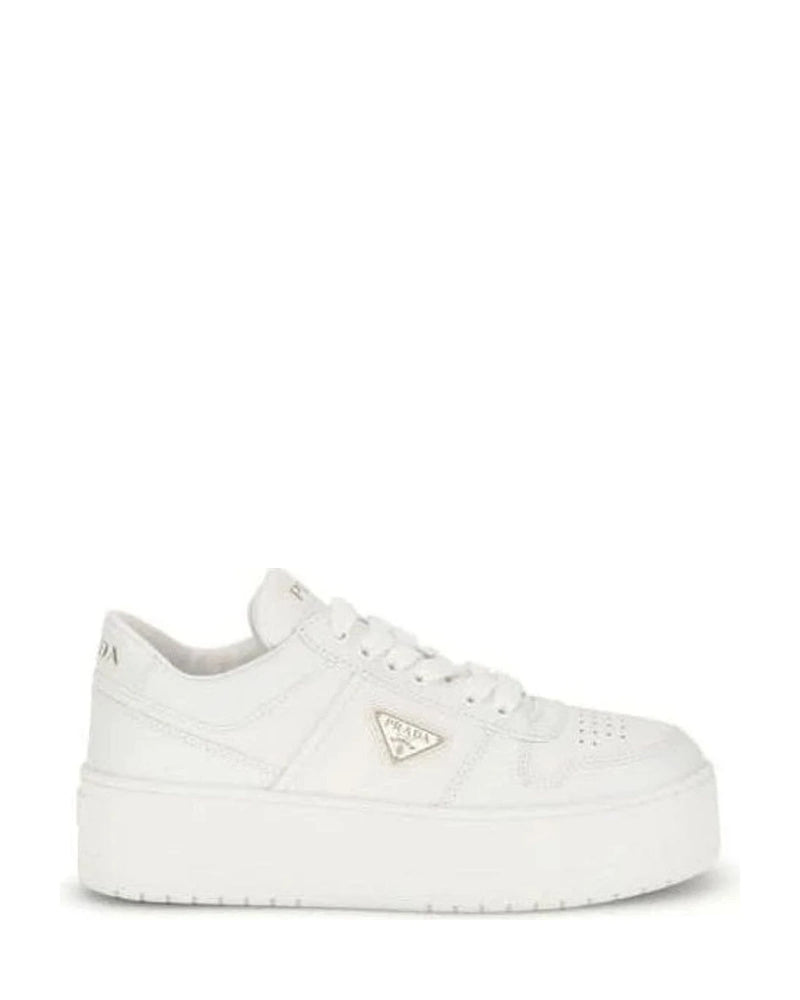 Prada White Calf Leather Bos Taurus Platform Sneakers Sneakers