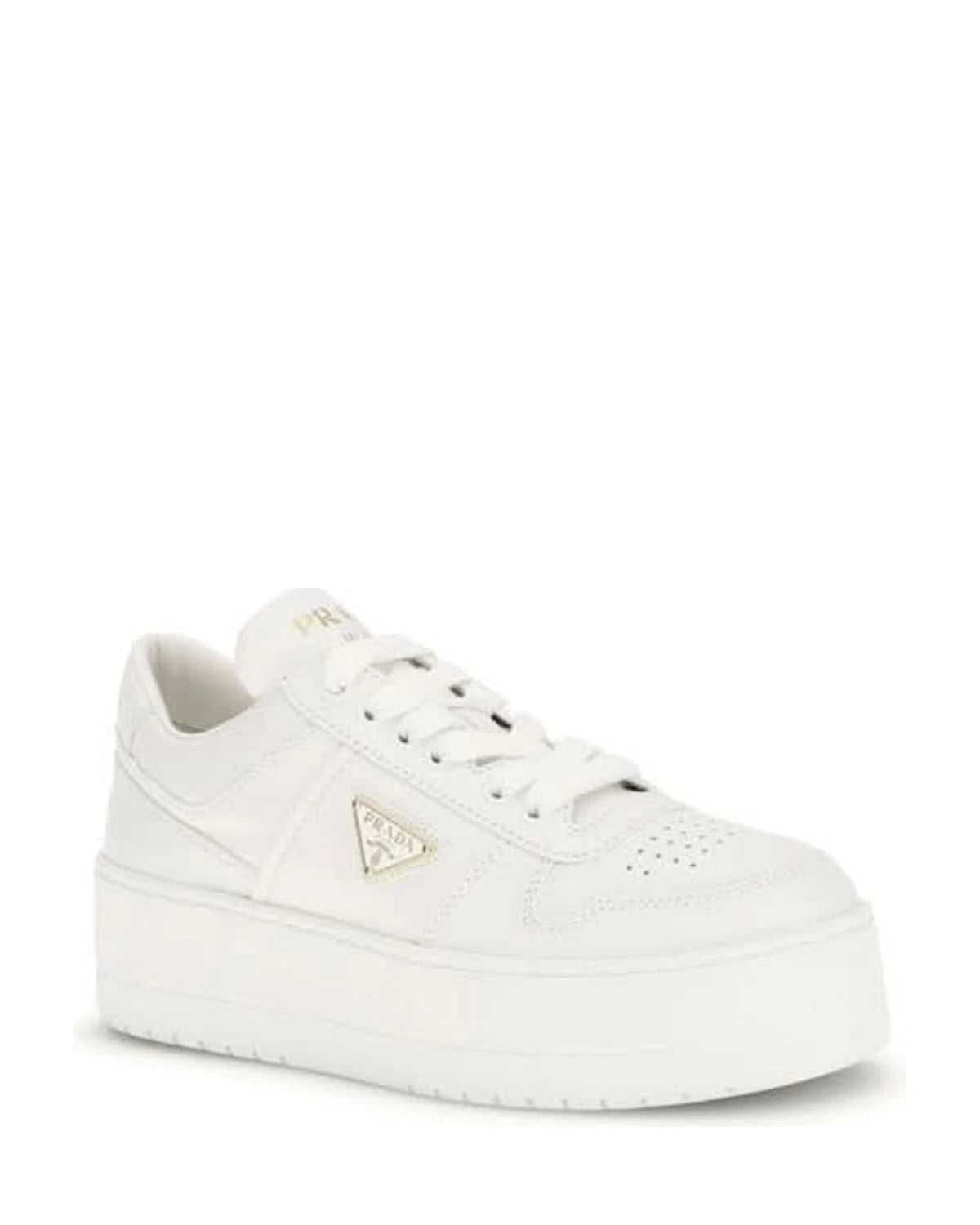 Prada White Calf Leather Bos Taurus Platform Sneakers Sneakers