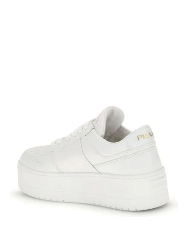 Prada White Calf Leather Bos Taurus Platform Sneakers Sneakers