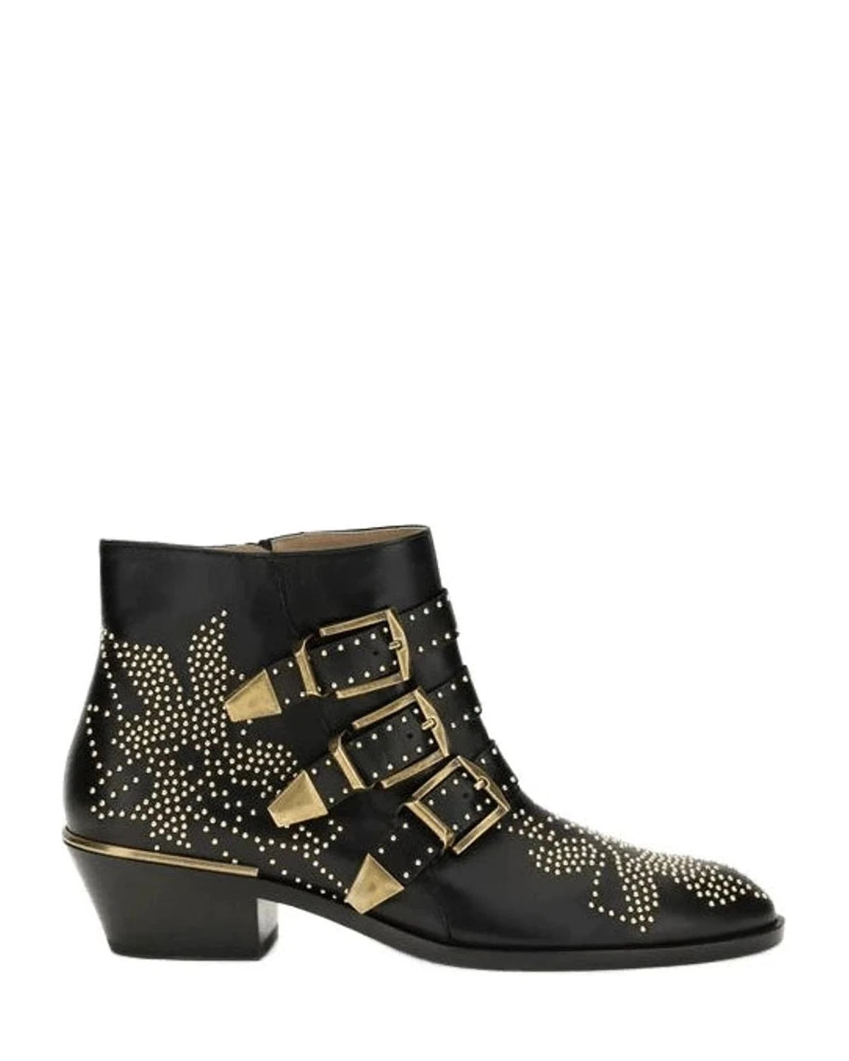 Chloé Black Calf Leather Bos Taurus Lace Up Boots Boots