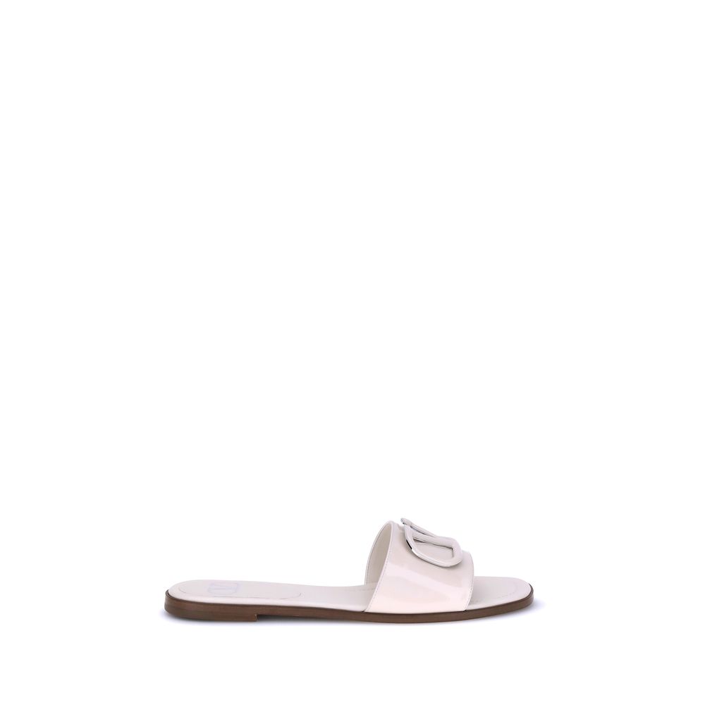 Valentino Garavani Patent Leathe Vlogo Slide Sandals