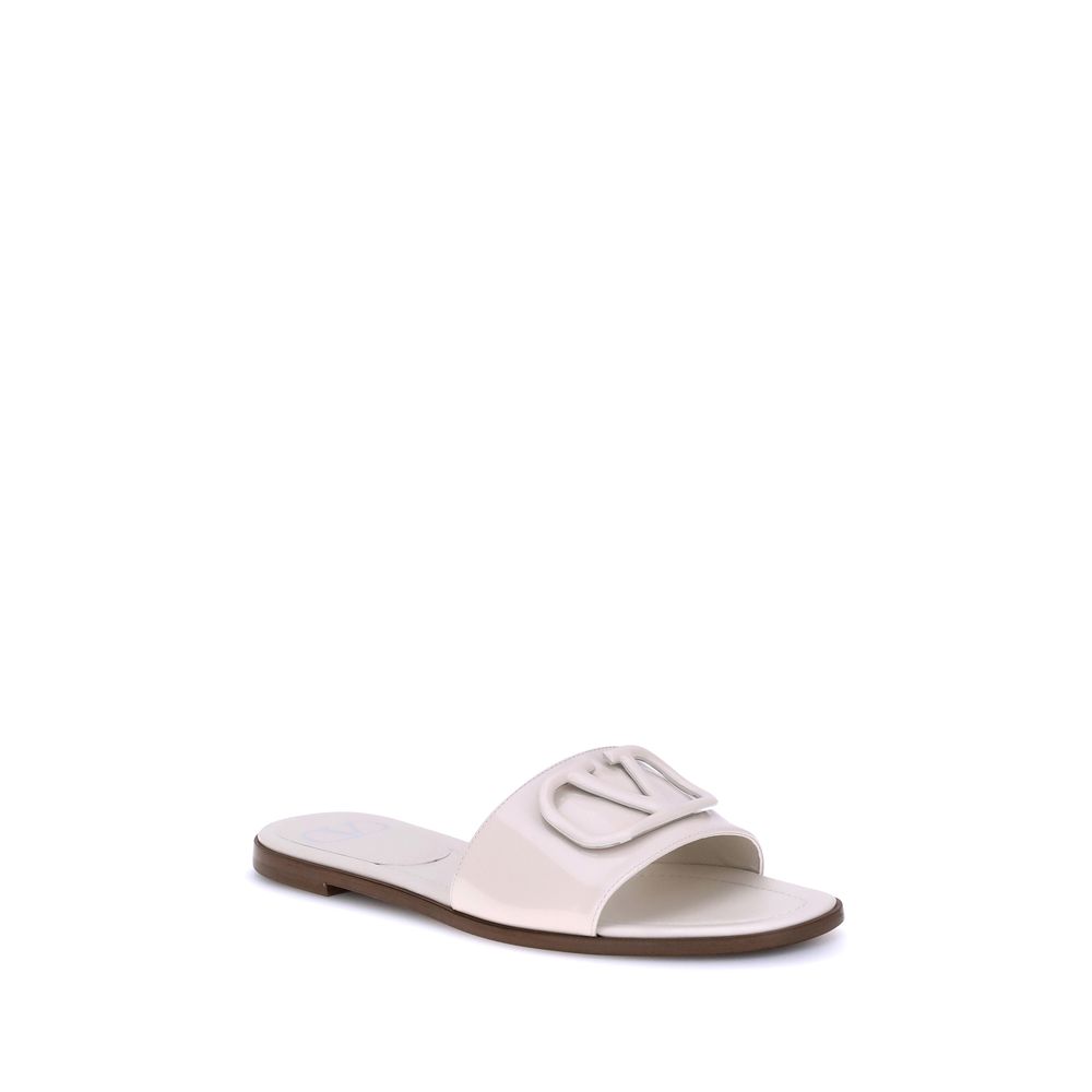 Valentino Garavani Patent Leathe Vlogo Slide Sandals