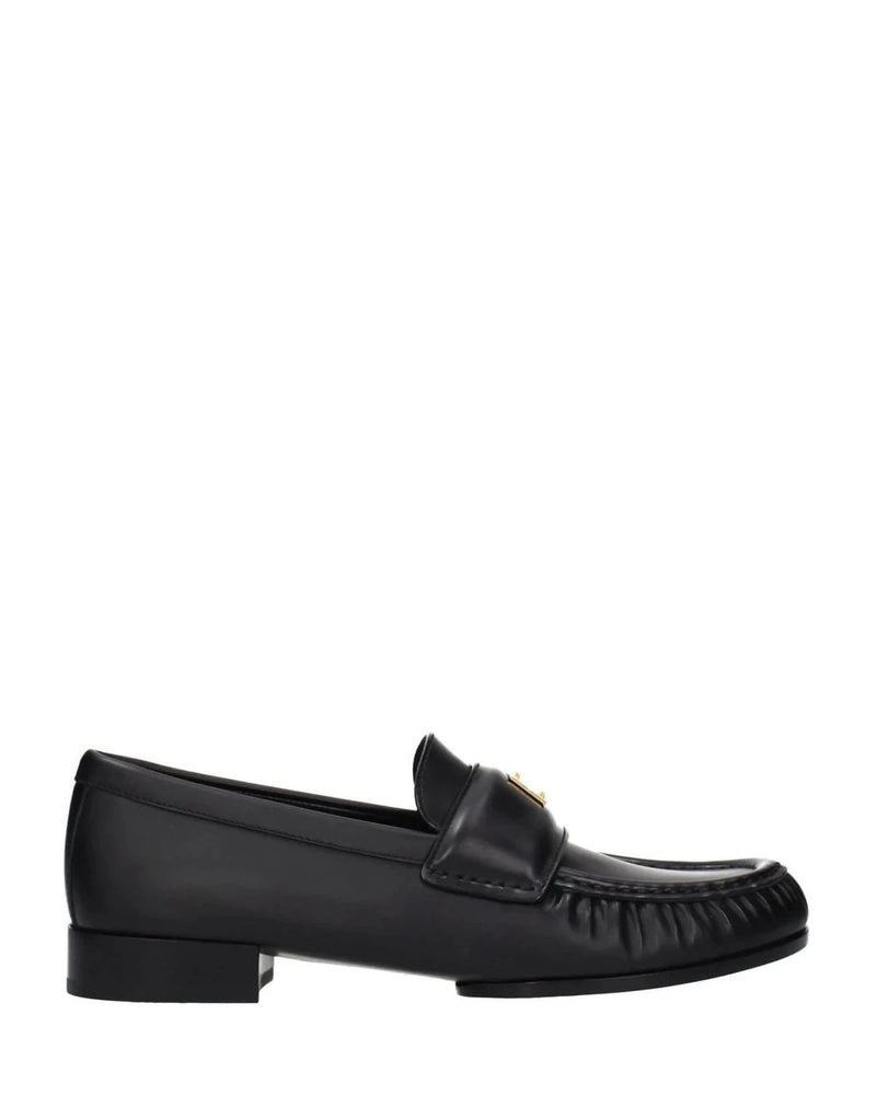 Givenchy Black Leather Slip On Loafers Flats