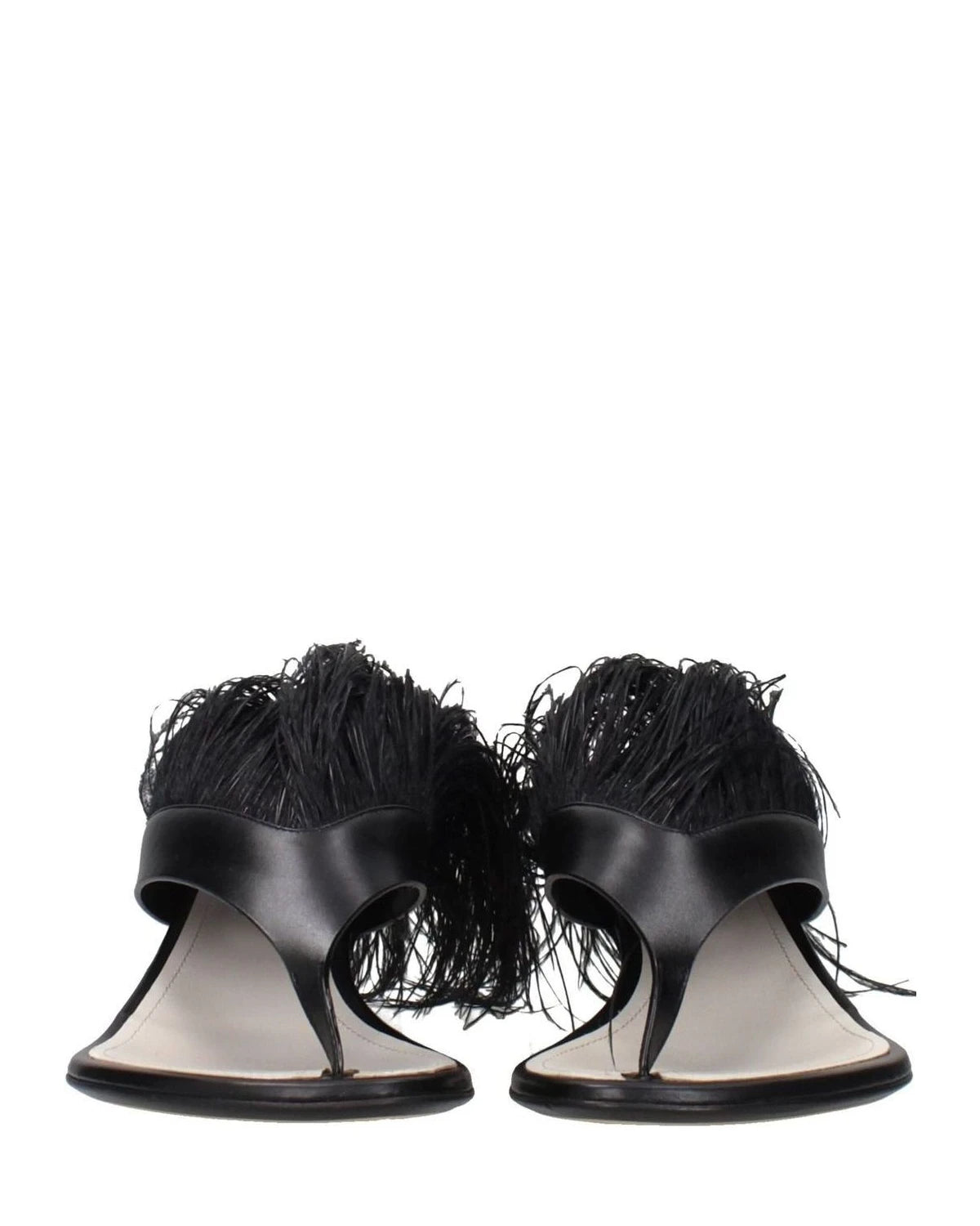 Lanvin Black Leather Flip Flop Sandals Heels