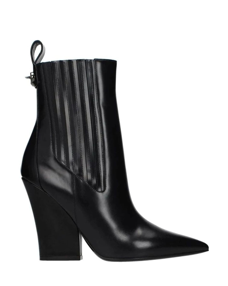 Valentino Garavani Black Leather Ankle Boots Boots