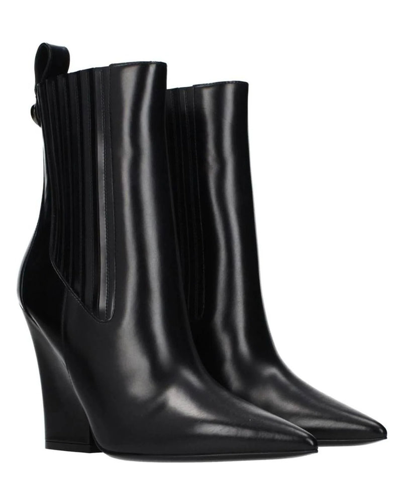 Valentino Garavani Black Leather Ankle Boots Boots