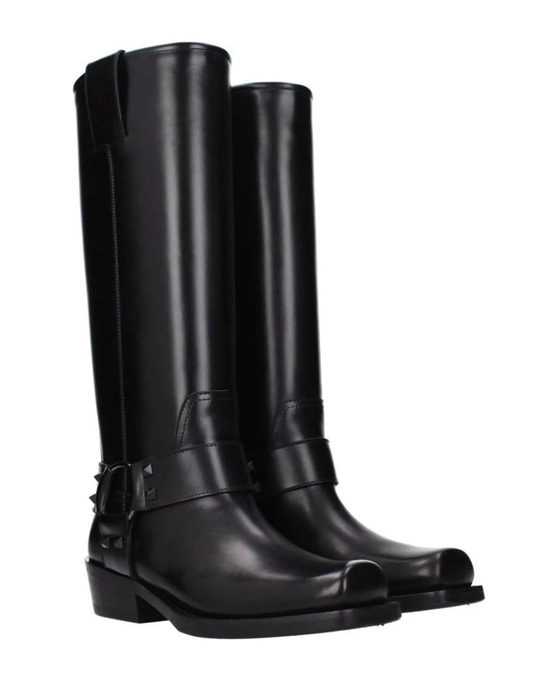Valentino Garavani Black Leather Boots Boots