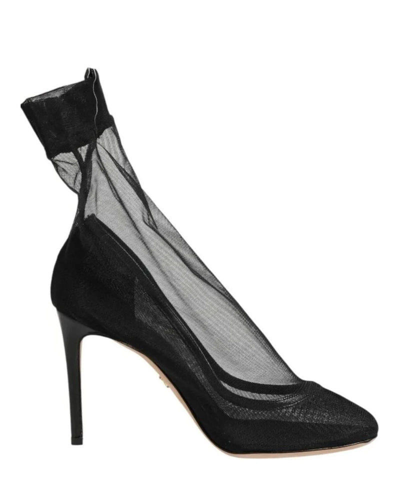 Dolce & Gabbana Black Nylon Stretch Mesh Sock Boots Shoes Boots