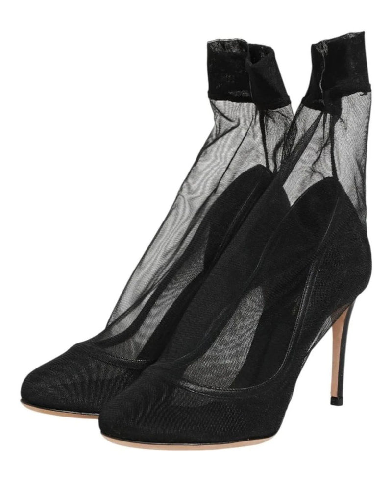 Dolce & Gabbana Black Nylon Stretch Mesh Sock Boots Shoes Boots