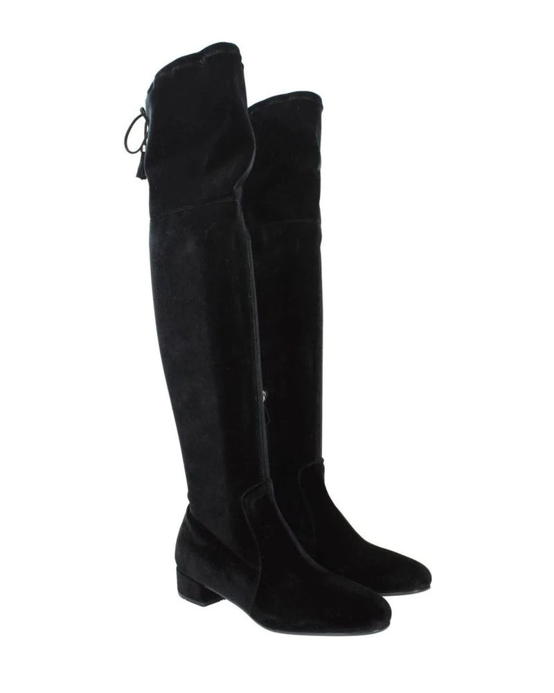 Prada Black Velvet Over The Knee Boots