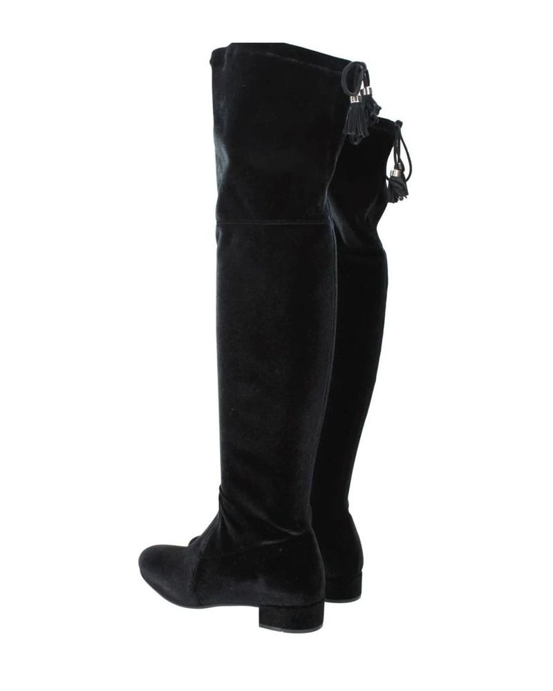 Prada Black Velvet Over The Knee Boots