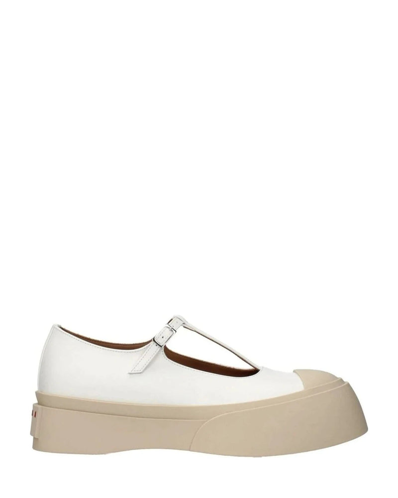 Marni White Leather Slip On Loafers Flats