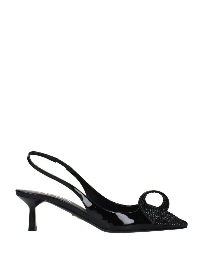 Prada Black Leather Stiletto Heel Sandals Heels