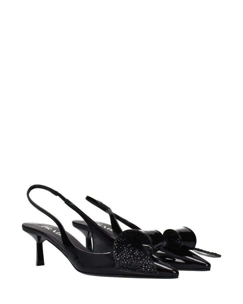 Prada Black Leather Stiletto Heel Sandals Heels
