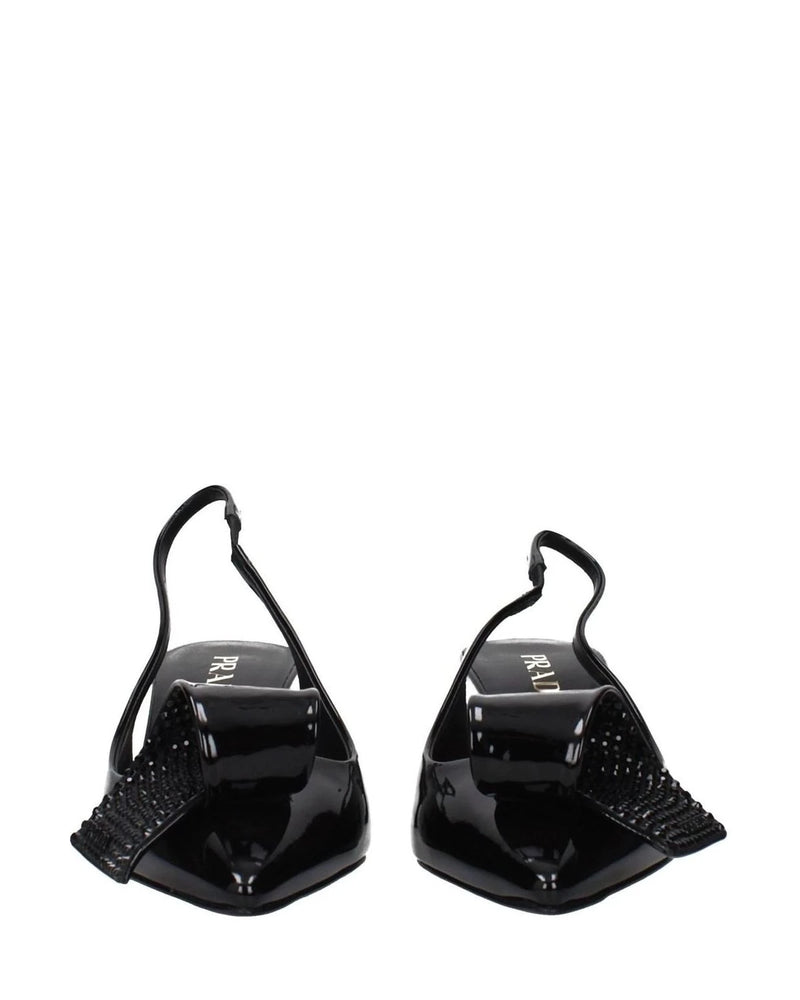 Prada Black Leather Stiletto Heel Sandals Heels