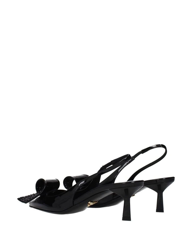 Prada Black Leather Stiletto Heel Sandals Heels