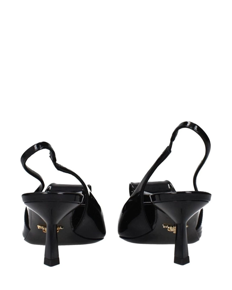 Prada Black Leather Stiletto Heel Sandals Heels