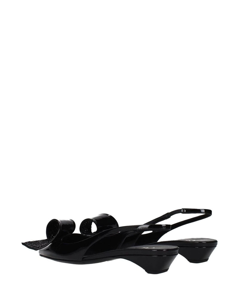 Prada Black Leather Flat Sandals Sandals