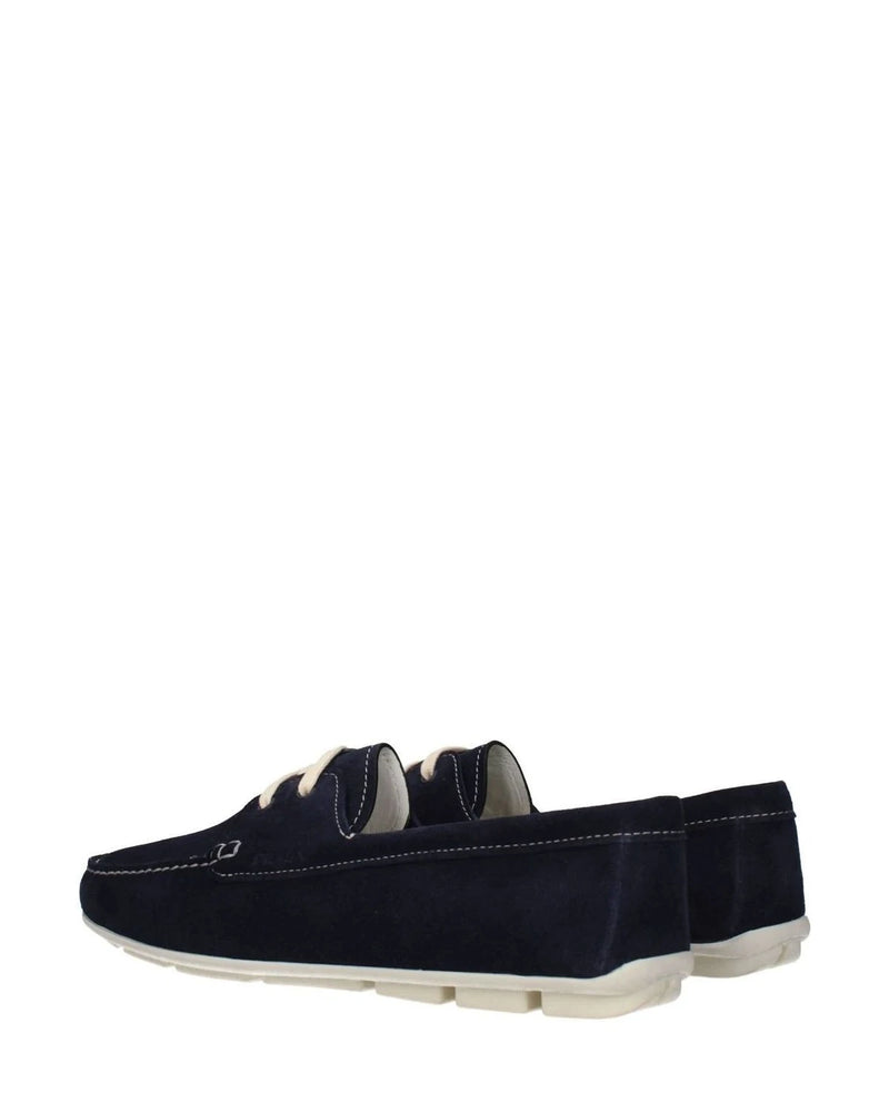 Prada Blue Leather Slip On Loafers Flats