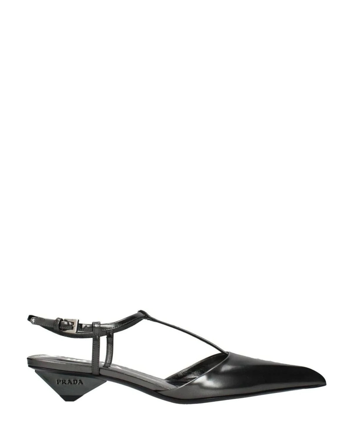 Prada Gray Leather Flat Sandals Sandals