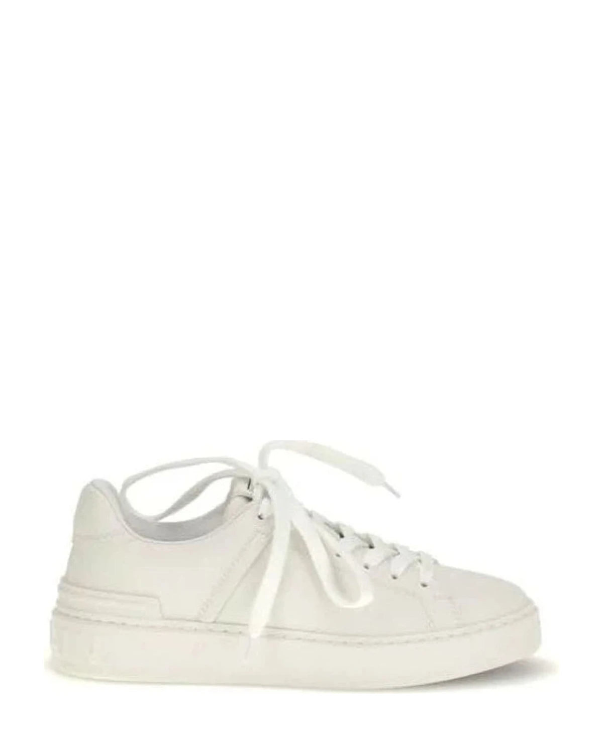 Balmain White Calf Leather Low Top Sneakers