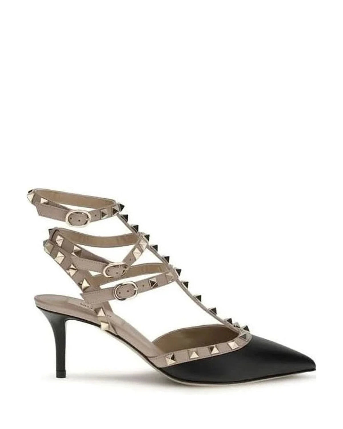 Valentino Garavani Black Calf Leather Bos Taurus Mid Heel Pumps Heels