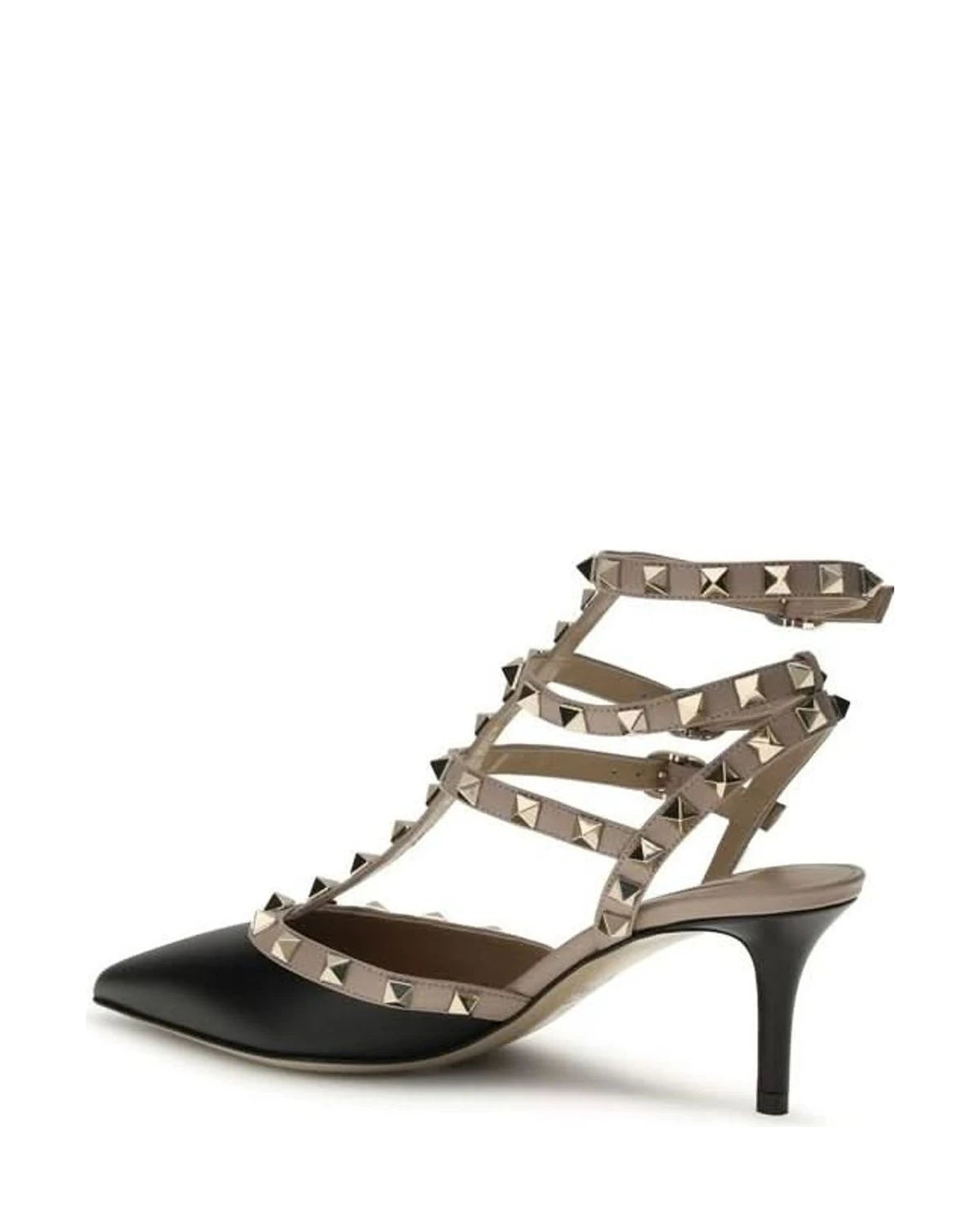 Valentino Garavani Black Calf Leather Bos Taurus Mid Heel Pumps Heels