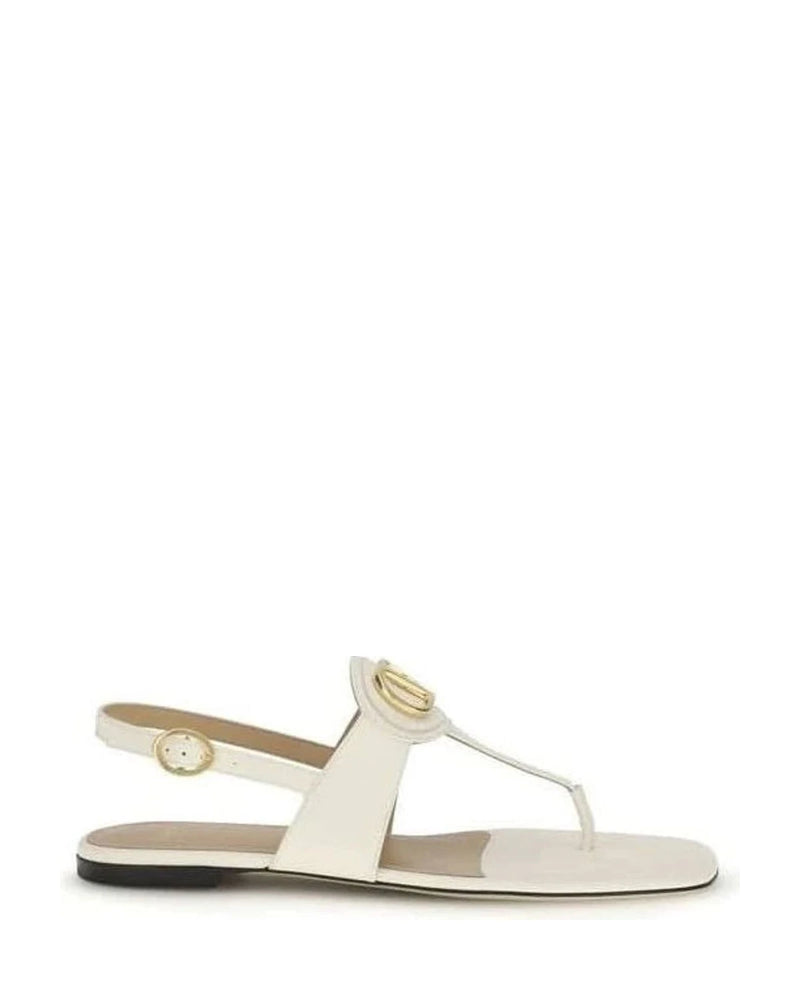 Valentino Garavani Cream Calf Leather Bos Taurus Flat Sandals Flats