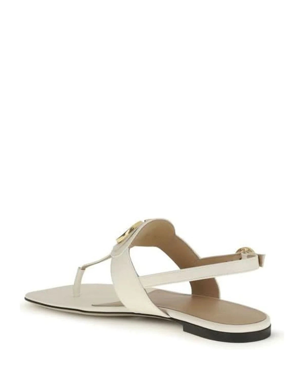Valentino Garavani Cream Calf Leather Bos Taurus Flat Sandals Flats