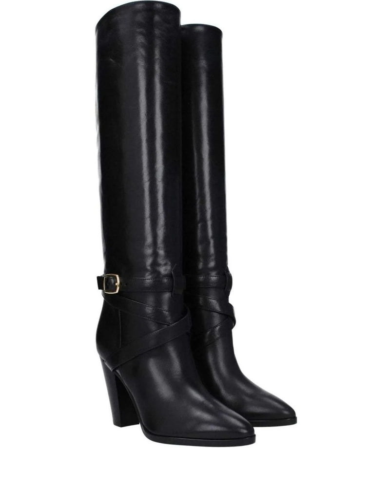 Celine Black Leather High Heel Boots Boots