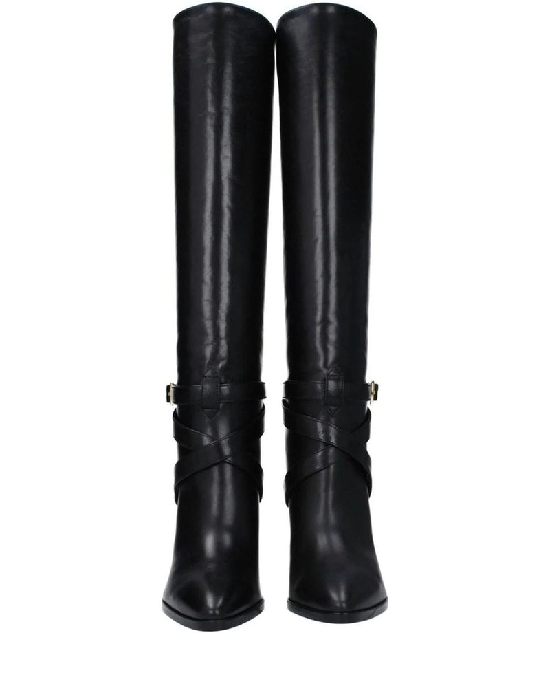 Celine Black Leather High Heel Boots Boots