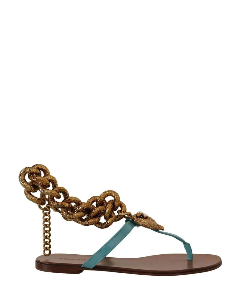 Dolce & Gabbana Leather Devotion Flats Sandals Sandals