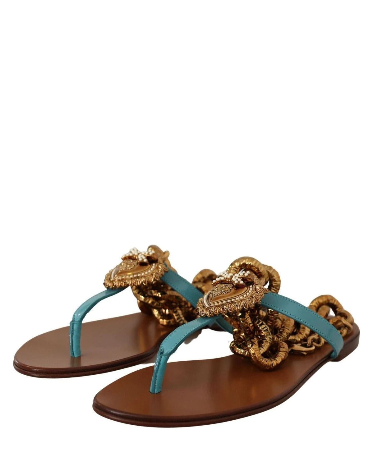 Dolce & Gabbana Leather Devotion Flats Sandals Sandals