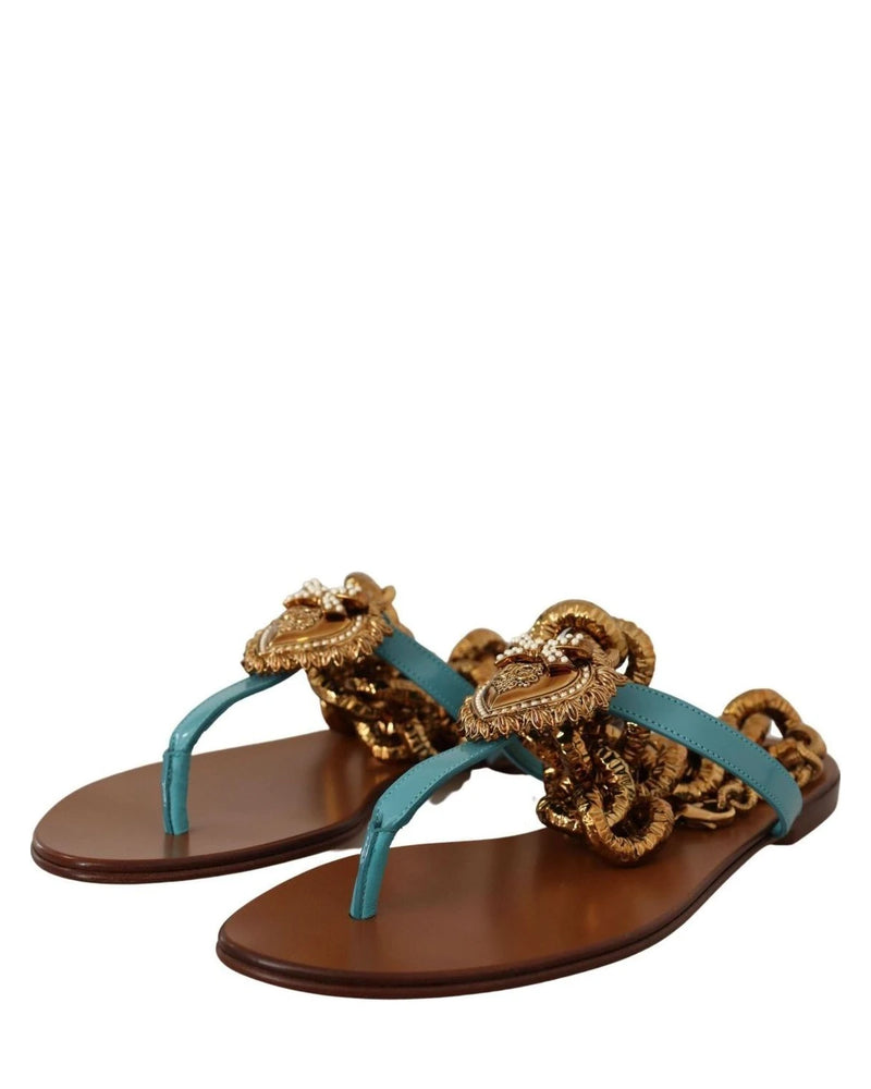 Dolce & Gabbana Leather Devotion Flats Sandals Sandals