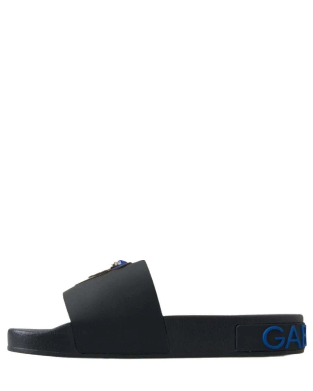 Dolce & Gabbana Black Slides Sandals Beach Saint Barth Shoes Flats