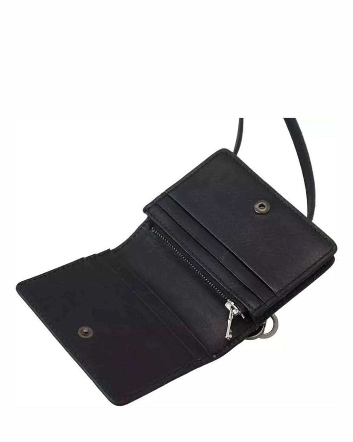 Dolce & Gabbana Black Leather Bifold Shoulder Sling Wallet Wallets