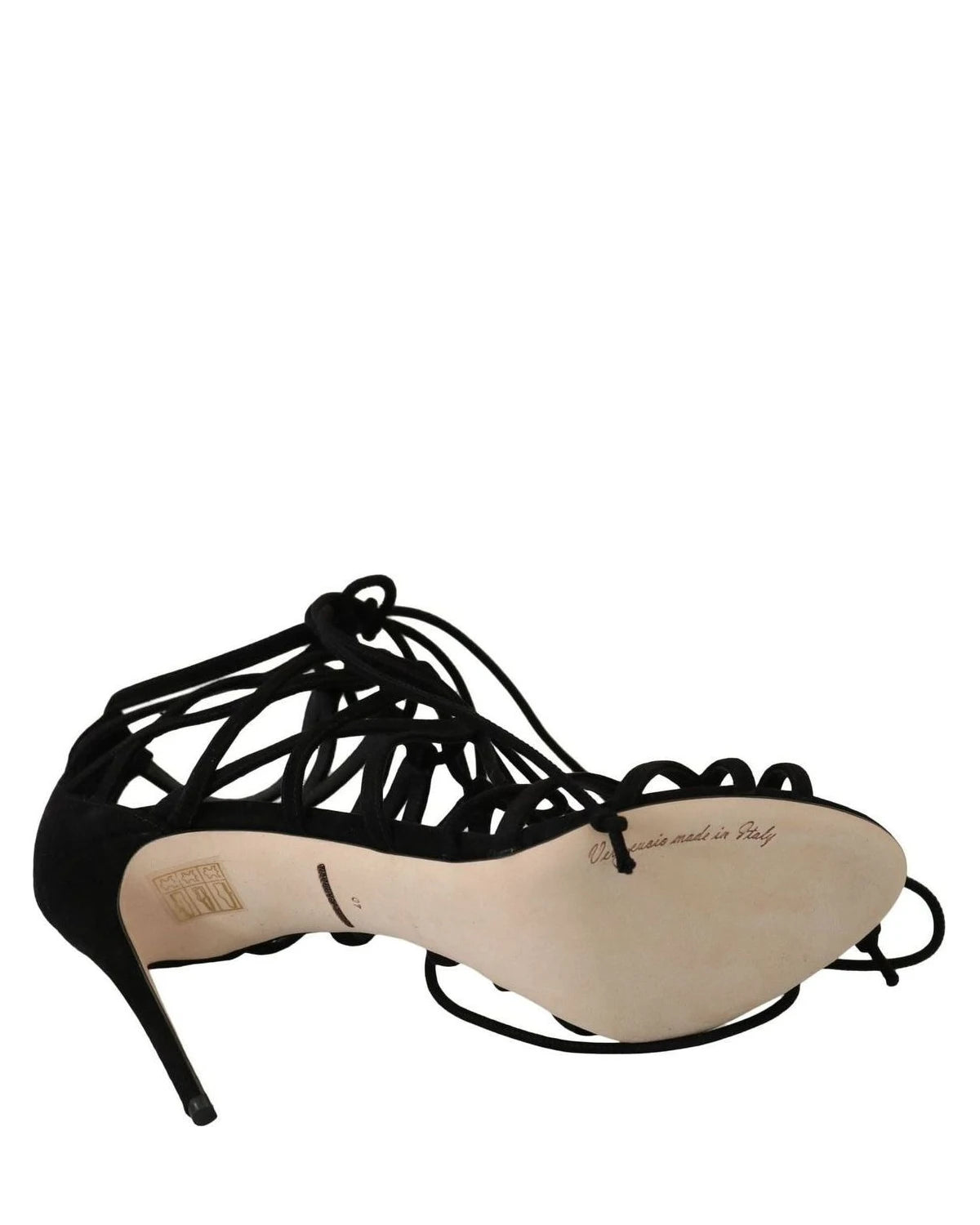 Dolce & Gabbana Black Suede Strap Stilettos Sandals Heels