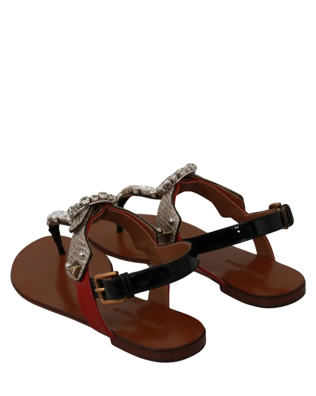 Dolce & Gabbana Leather Ayers Crystal Sandals Flip Flops Shoes Sandals